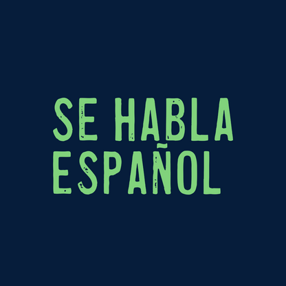 Text 'SE HABLA ESPAÑOL' in green on a dark blue background